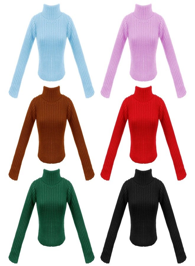 Fourluoo 6 Pcs Winter Doll Clothes Doll Sweater Fashion Outfits Long Sleeve Top Clothing for Winter Spring Birthday Gift(Elegant Color,11.8 Inch) - Image 1